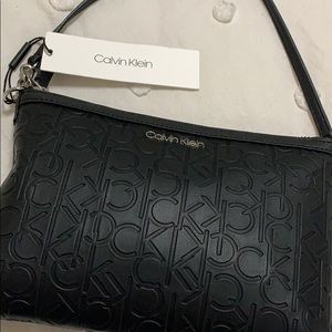 CK Embossed Monogram Logo Shoulder Zip Bag